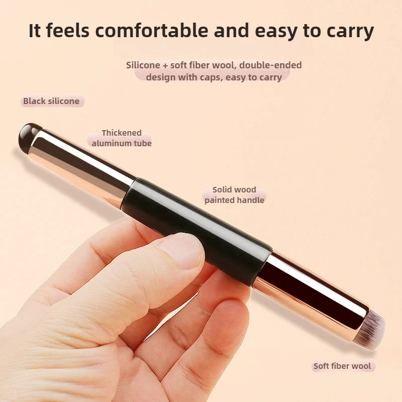 2 In 1 Silicone Lip Brush Concealer Brush Wooden Handle Lipstick Lip Balm Applicator with Cap Travel Makeup Brush Beauty Tools 4