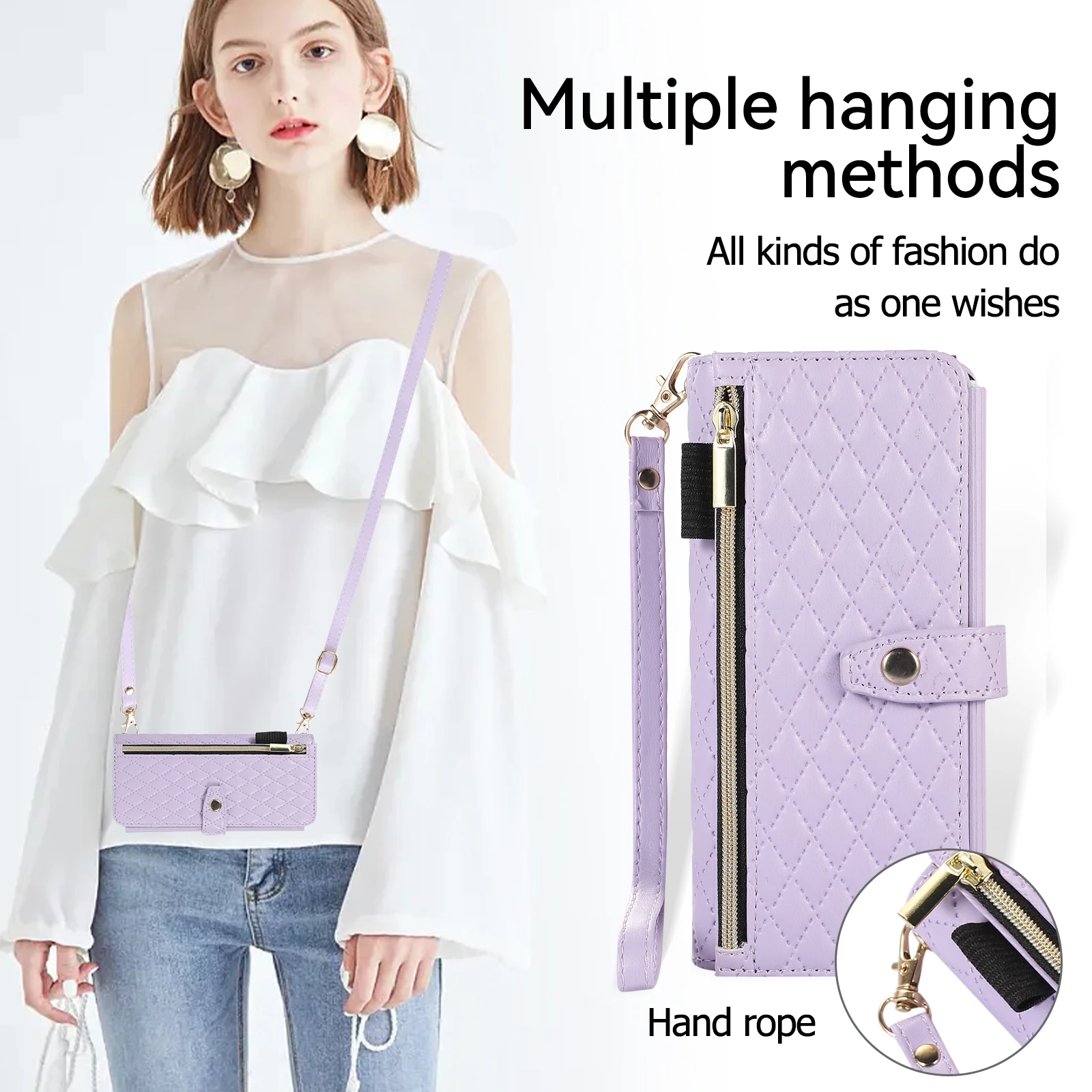 Z Fold5 Magnet Zipper Wallet Crossbody Chain Case Per Samsung Galaxy Z Fold 4 5G Zfold3 Luxury Antiurto Card Holder Book Cover