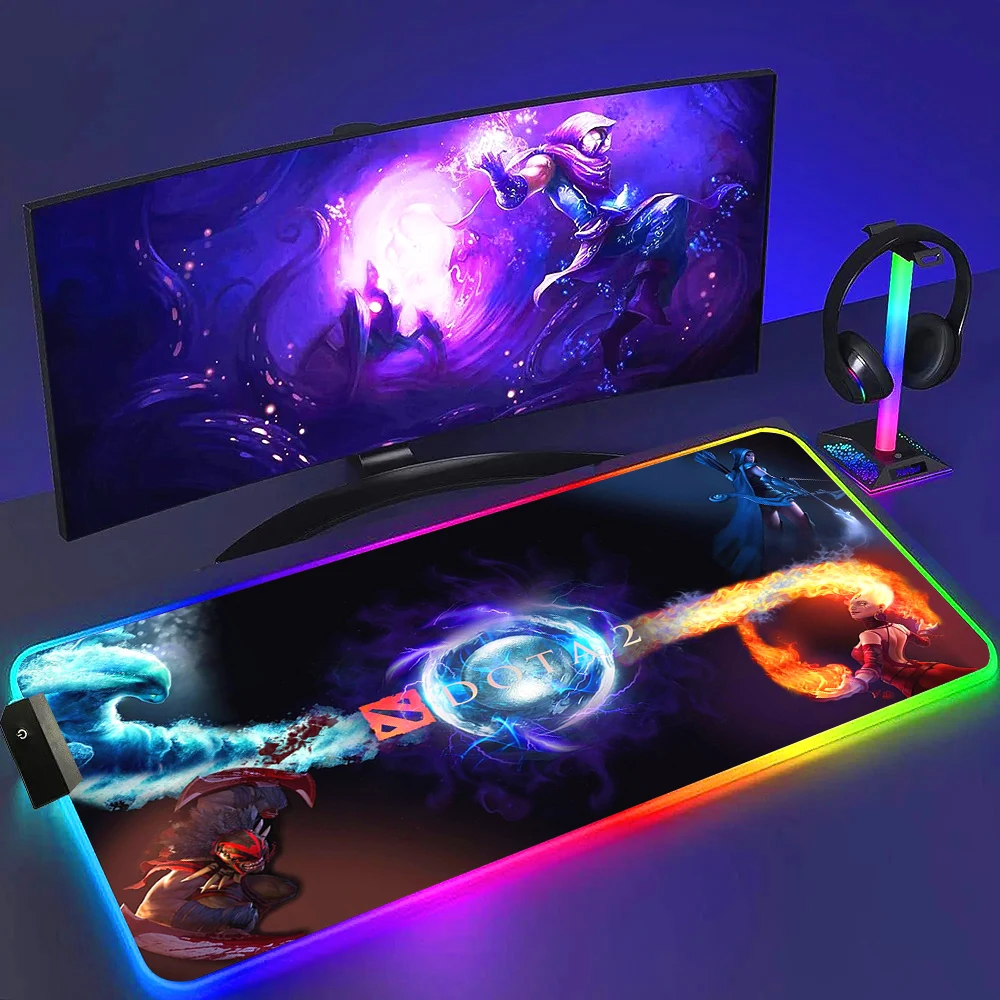 컴퓨터 노트북용 RGB 게이밍 마우스 패드, 다채로운 발광 LED 조명, 대형 마우스 패드, 게이머 게임 도타 2 데스크 매트, 백라이트