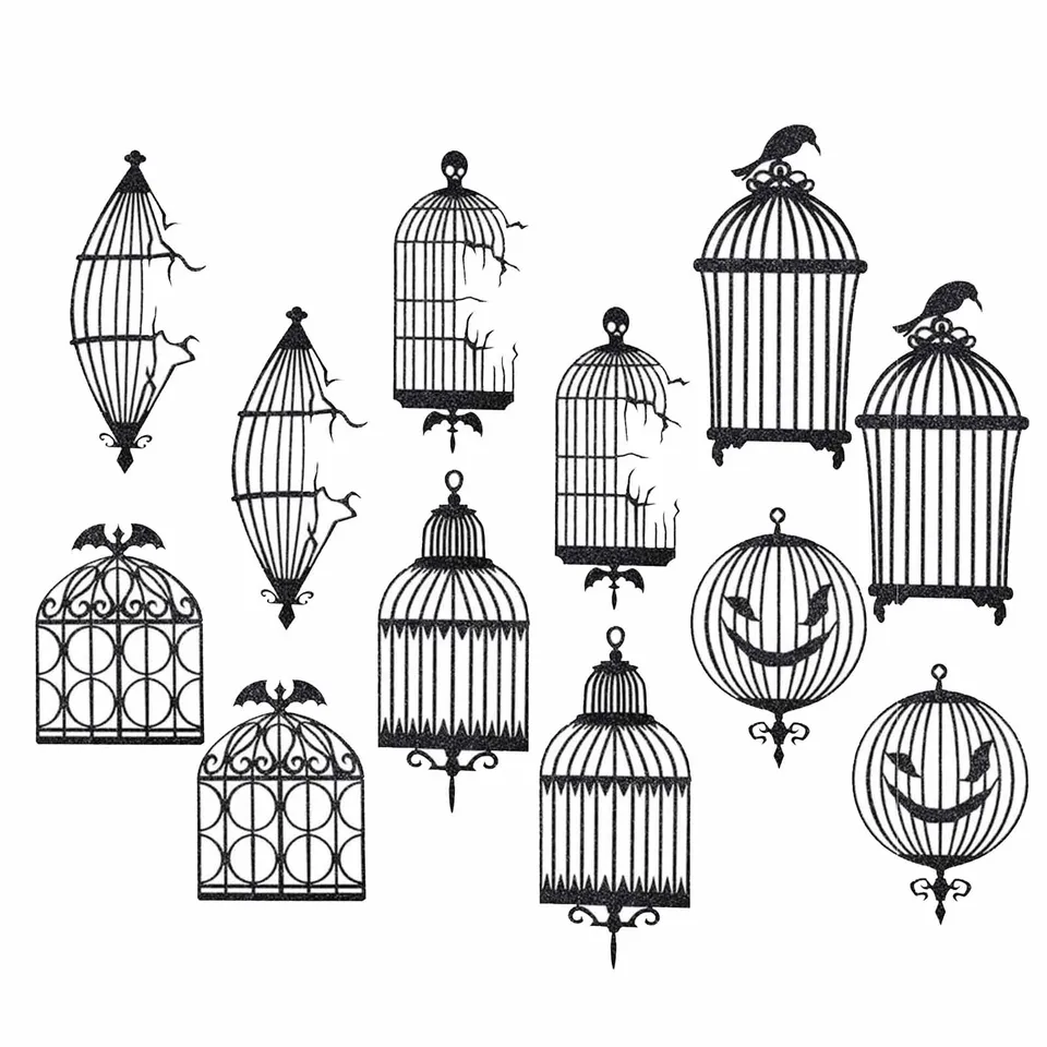 Glitter Black Crow Bird Cage Party Decorations
