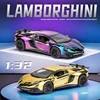 1:32 Electroplated Lamborghini SVJ LP750 Super Car Model with Sound Light Children Boy Diecast Toy Vehicle Miniature Voiture 1