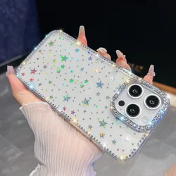 Sparkling Glitter Clear Phone Case - Shockproof & Soft Protective Cover - Galaxy S23 Ultra (Glitter Star)