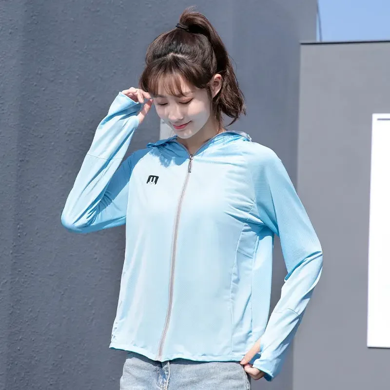 여성용 아이스 실크 햇빛 차단 의류, 경량 통기성 모자 소매, 방수 짧은 재킷, 여름 2023 신상