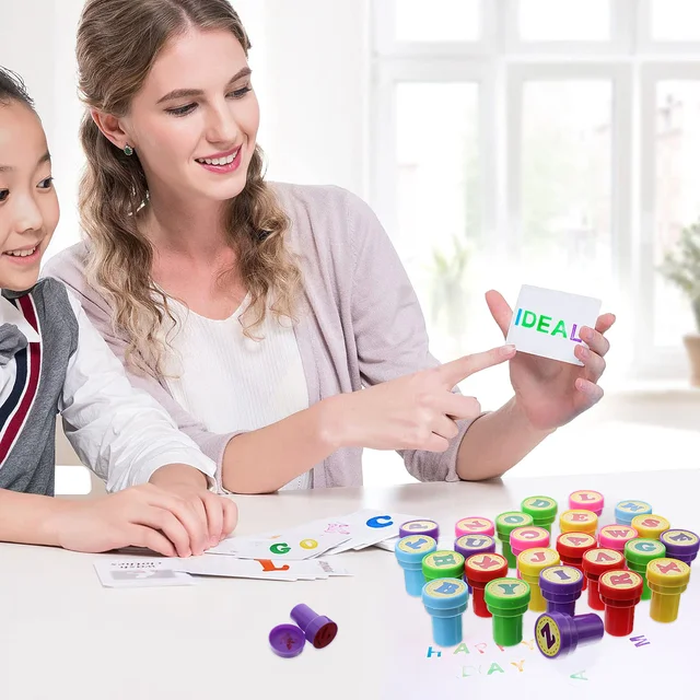 26Pcs Self-Ink Stamper 26-letter Seal Stampers Kids Stamper Toys Festival Gifts 6