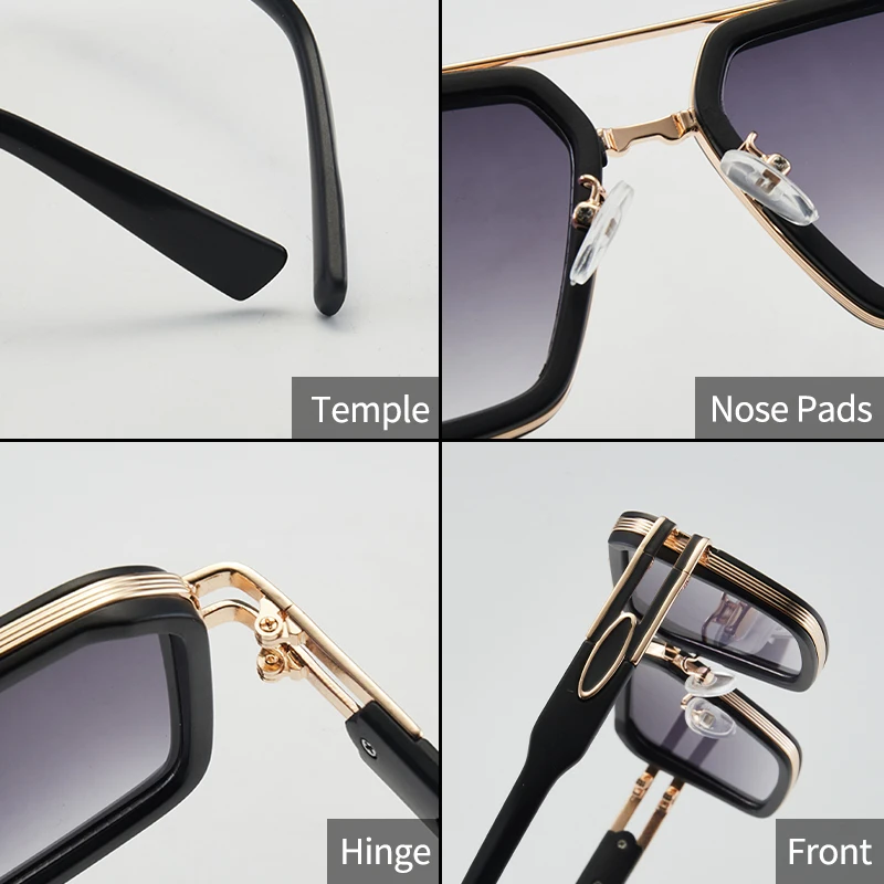 Unisex Vintage Punk Double Bridge Metal Frame Glasses - High-End Business & Lifestyle Accessory