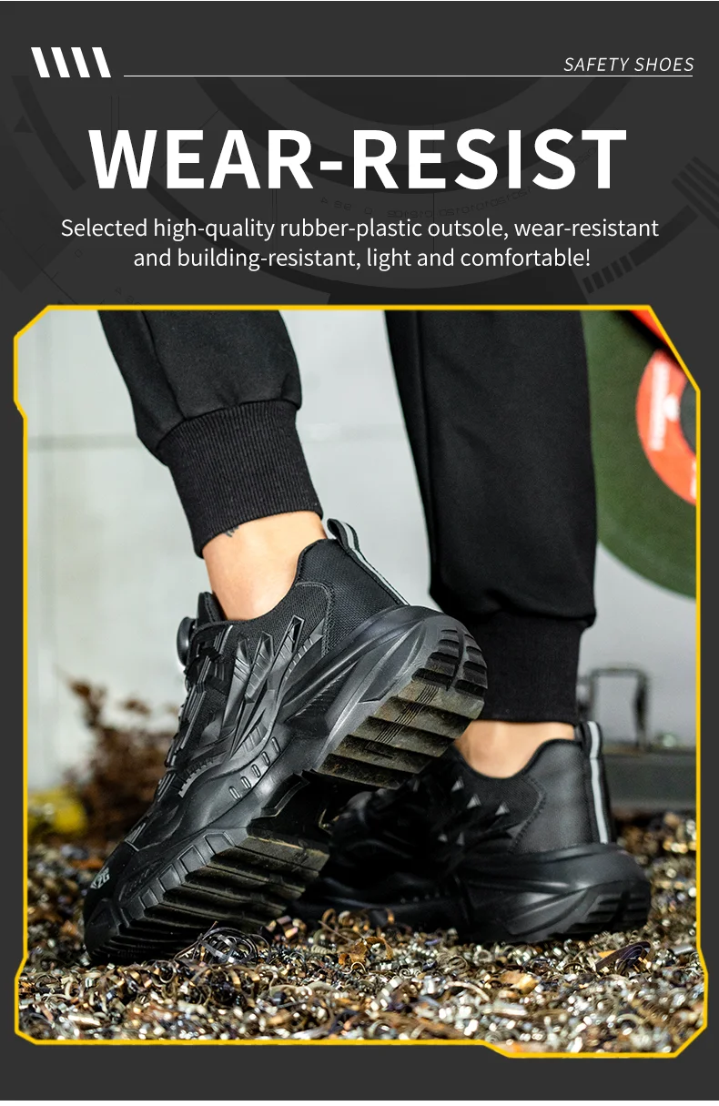 High-quality Safety Shoes Men Steel Wire Rotary Buckle Work Sneakers Indestructible Shoes Anti-smash Anti-puncture Work Shoes