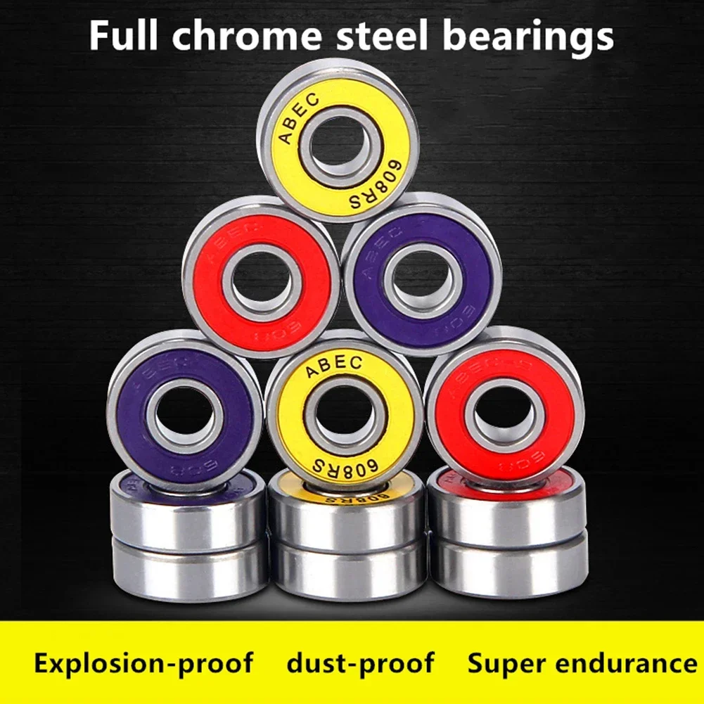 ABEC-7 608 2RS 스케이트 보드 스쿠터 롤러 스틸 밀폐형 볼 베어링 8x22x7mm 고속 사일런트 스케이트 보드 베어링 액세서리