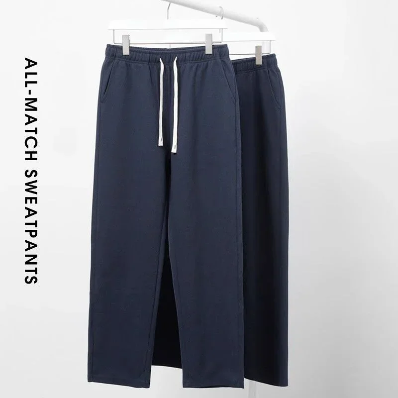 Men's Loose Straight Pants Diagonal Stripes Elastic Waist All-match Ankle Length Pants Spring Autumn Casual Outdoor Sweatpants view 6