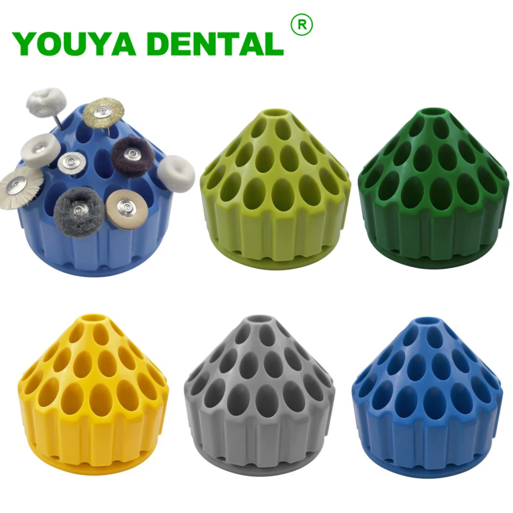 

35 Holes Dental Bur Holder Block Case 360 Degree Rotating Storage Box Plastic Honeycomb Polishing Tools Placement Box Dentistry