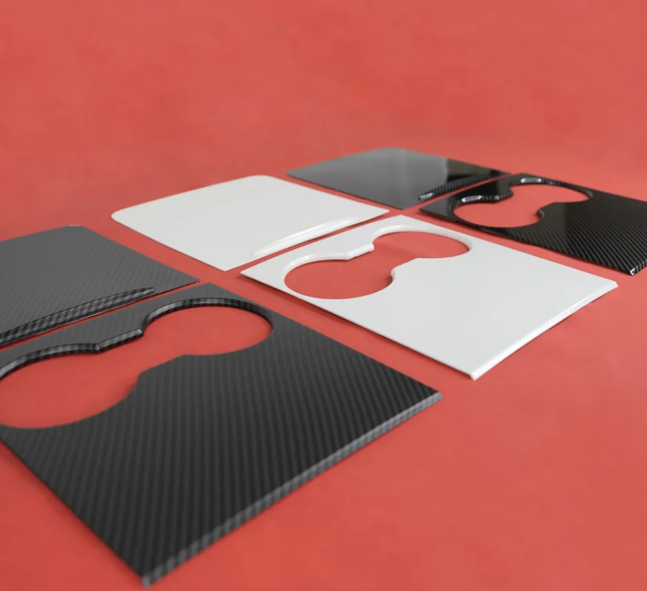Cubierta Decorativa para Consola Central de Tesla Model Y/3 2021-2024, Plástico ABS, Estilo Fibra de Carbono