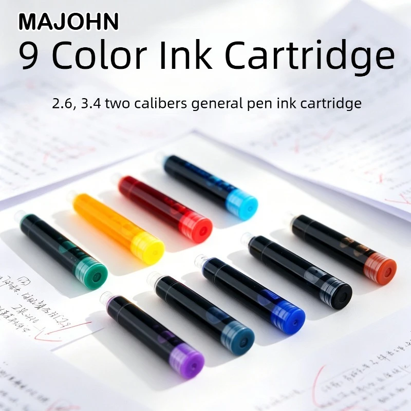 30/6 PCS Majohn 9 색 2.6/3.4mm 잉크 카트리지 37mm 만년필 잉크 학교 사무용품 Hongdian JINHAO 용 문구 용품
