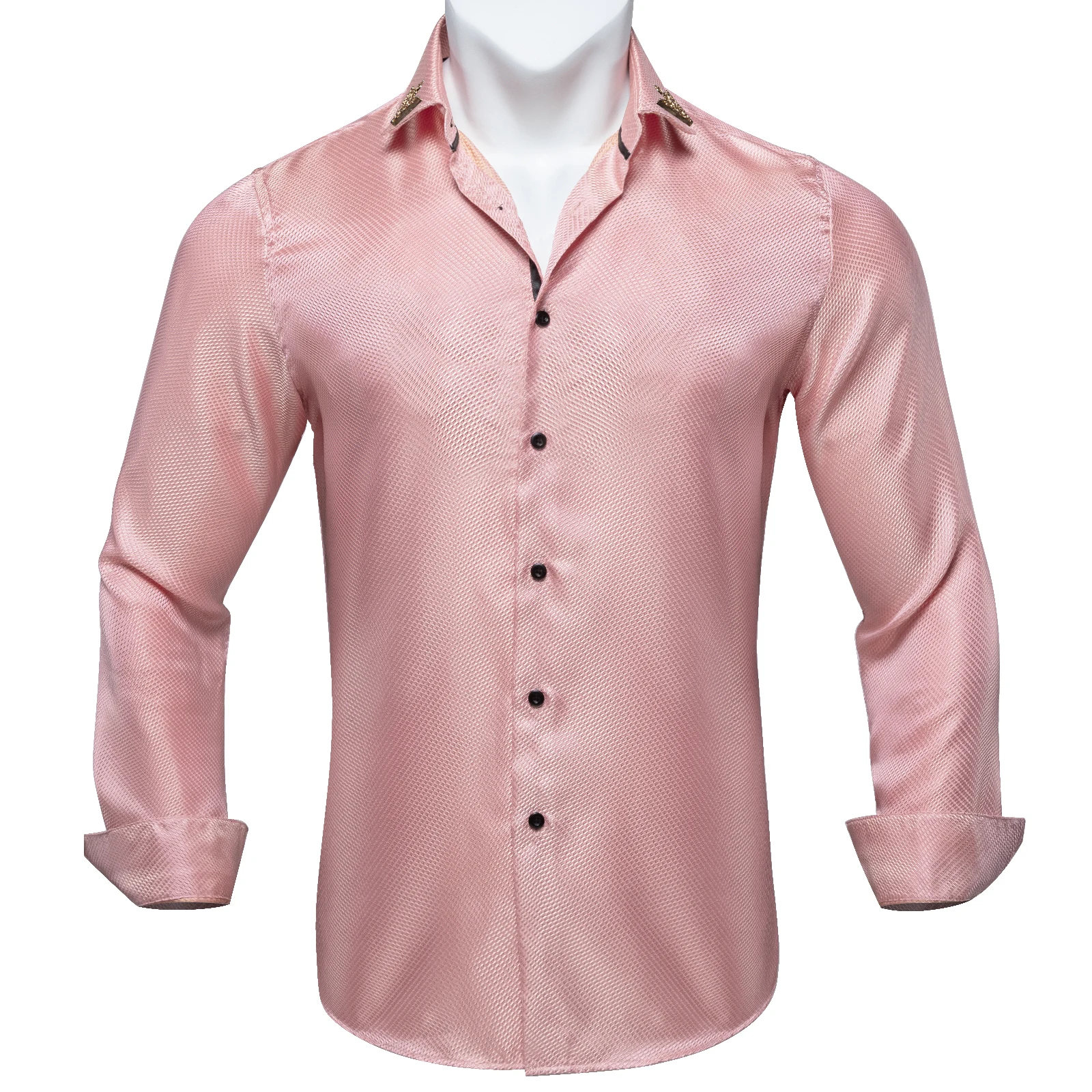 Pink Wedding Groom Shirt For Man Solid Luxury Men Shirts High Quailty Pinky Party Causal Long Sleeves Male Tops With Collar Pin y2k girl genuine leather women belt copper buckle concise pin buckle jeans belts high quailty female cowskin waistband cowboy