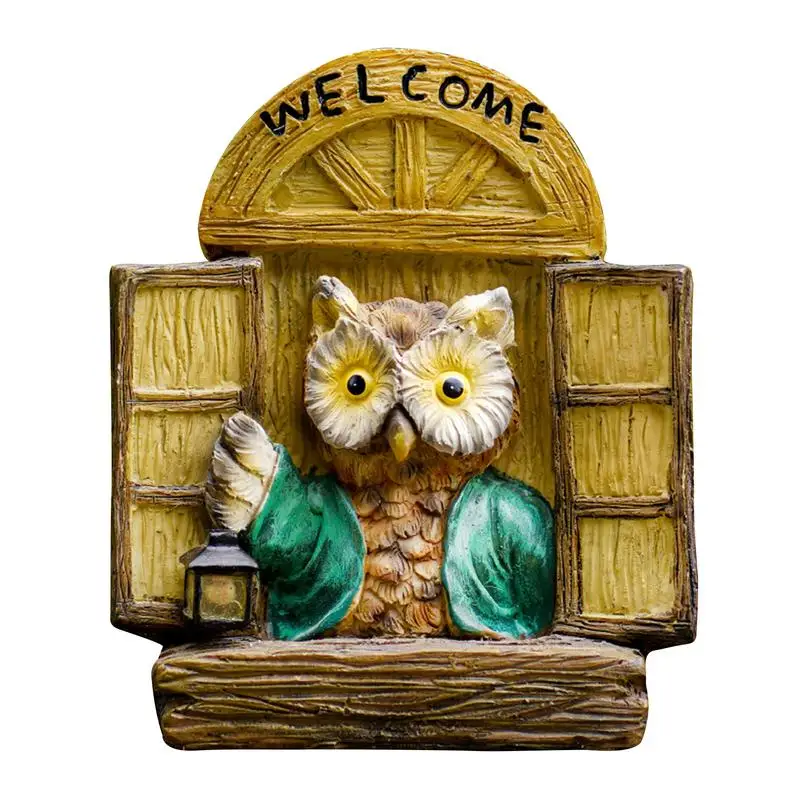 

Garden Resin Decor Glowing Solar Powered Owl Resin Ornament Anti Fade Outdoor Statue Cute Waterproof Garden Decor For Parks