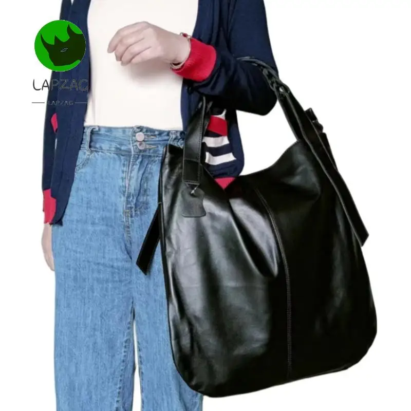 

Lapzag Large Capacity 100% Real Sheepskin Women's Handbag big Black Tote Bag ultra light & Soft Goat skin Leather Shoulder Bags