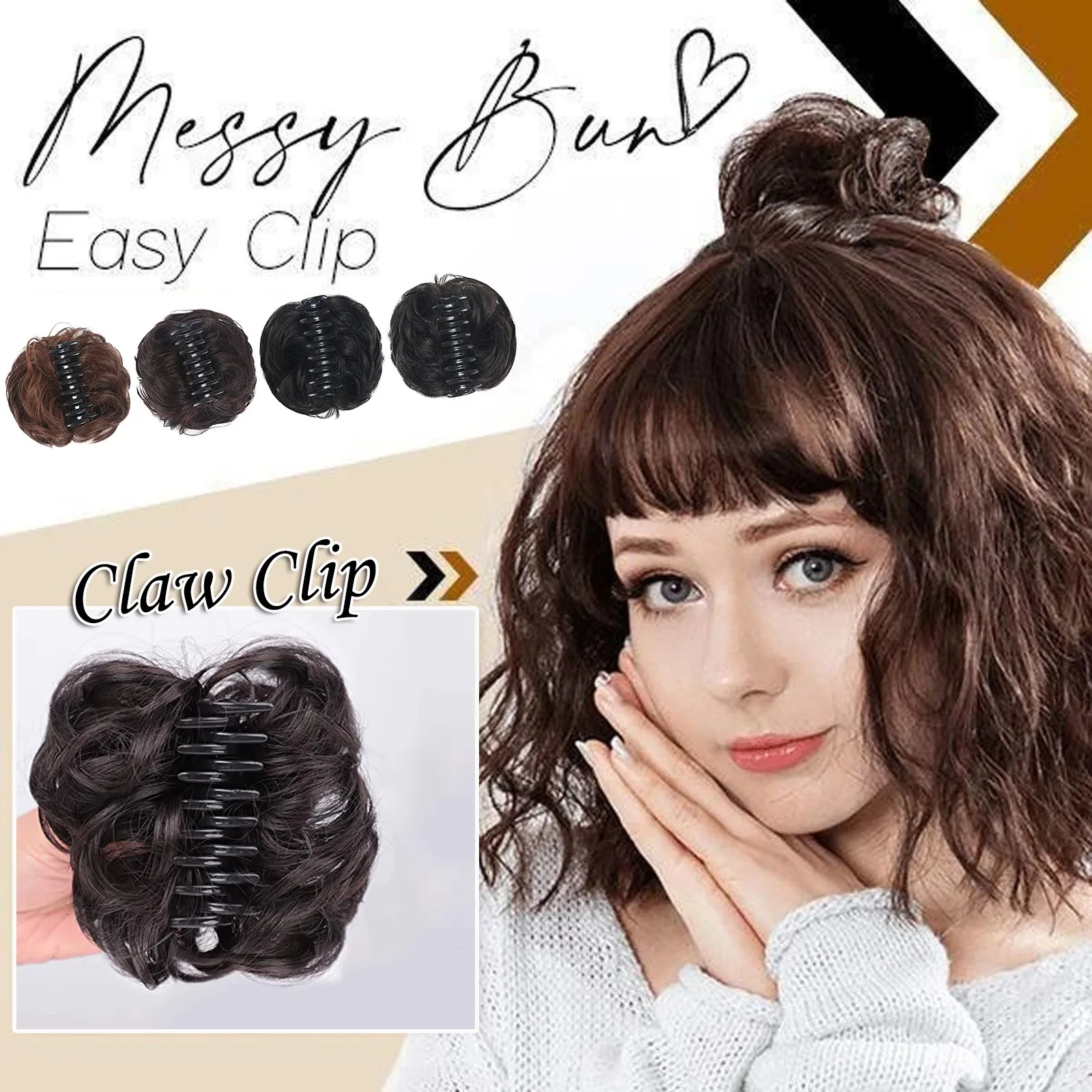 

Synthetic Curly Bun Messy Claw Chignon Clip Hair Bun Curly Wig Messy Scrunchies Hairpiece Clip in Hair Tail Extension For Women