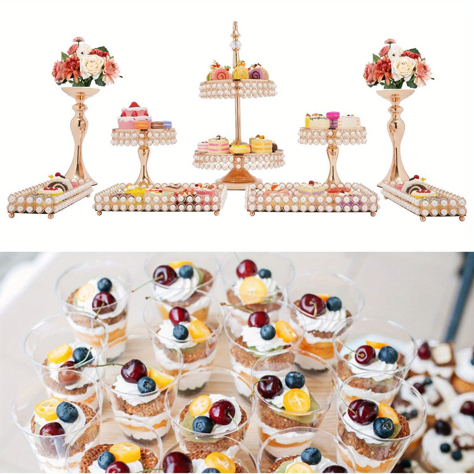 

9pcs/Set Cake Stand, Wedding Party Cupcake Display Plates Tower, Dessert Display Stand, For Home Gathering Party Wedding Picnic,