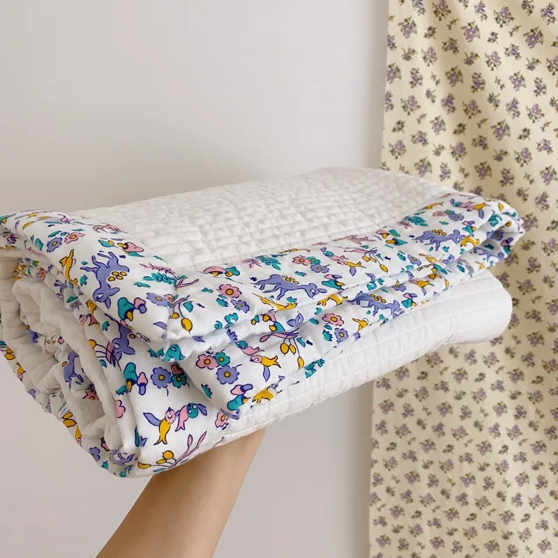 Korean Fashion Cartoon Deer Baby Bedding Blanket Cotton Crib Cover Sheet Kindergarten Mattress Game Mat Newborns Nursery