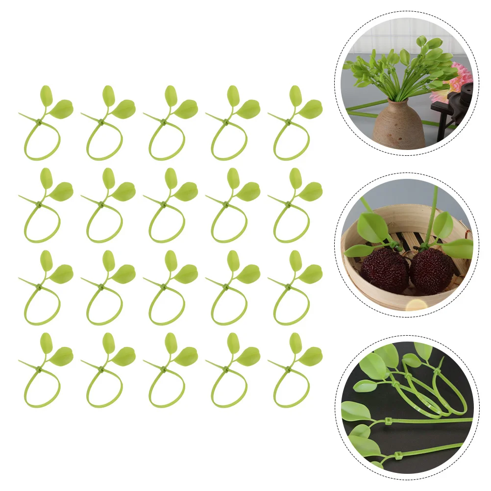 

100 Pcs Electric Wire Cable Tie Plant Green Plants Nylon Simulation Leaves Ties