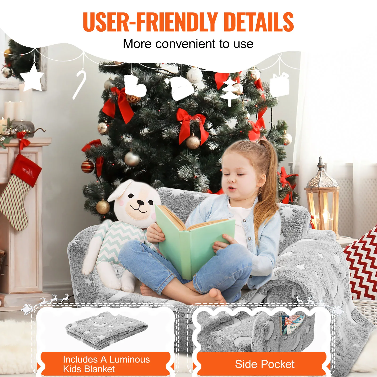 VEVOR Play Couch Kids Sofa Toddler Foam Sofa Couch with High-density 25D Sponge for Playing Creativing Sleeping Kids Furniture 6