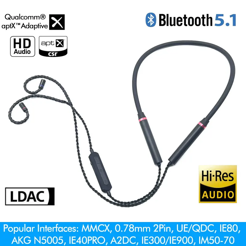 

QCC5125 LDAC Bluetooth Upgrade Cable aptX Adaptive for MMCX SE215 SE535 0.75mm 2Pin CCA TRN KZ IE80 N5005 UE QDC IM Headset AAC