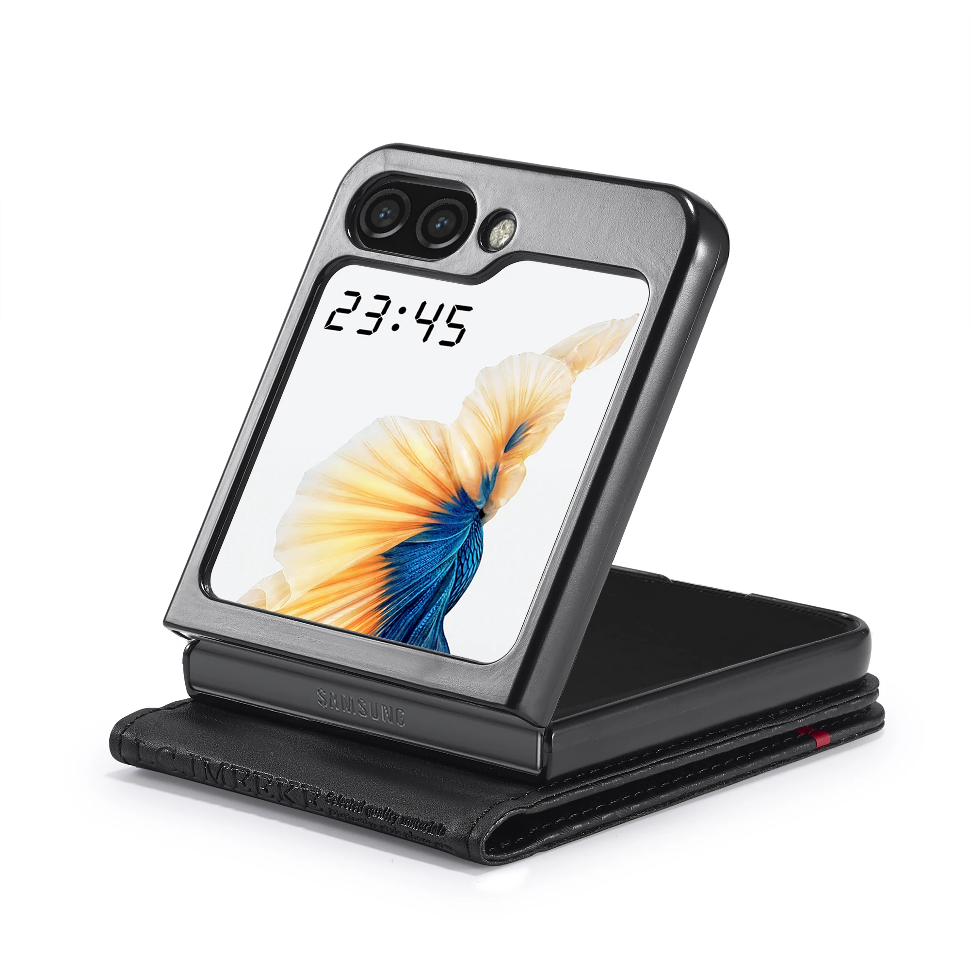 Luxury Carbon Fibre Leather Magnetic Flip Wallet Phone Case with Card Slots