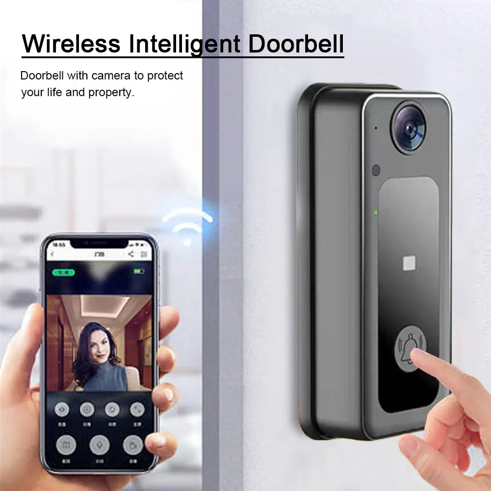 Wireless Phone Door Bell LED Night Vision Smart Video Doorbell Security Doorbell Cloud Storage Battery Powered 1080HD Live Image