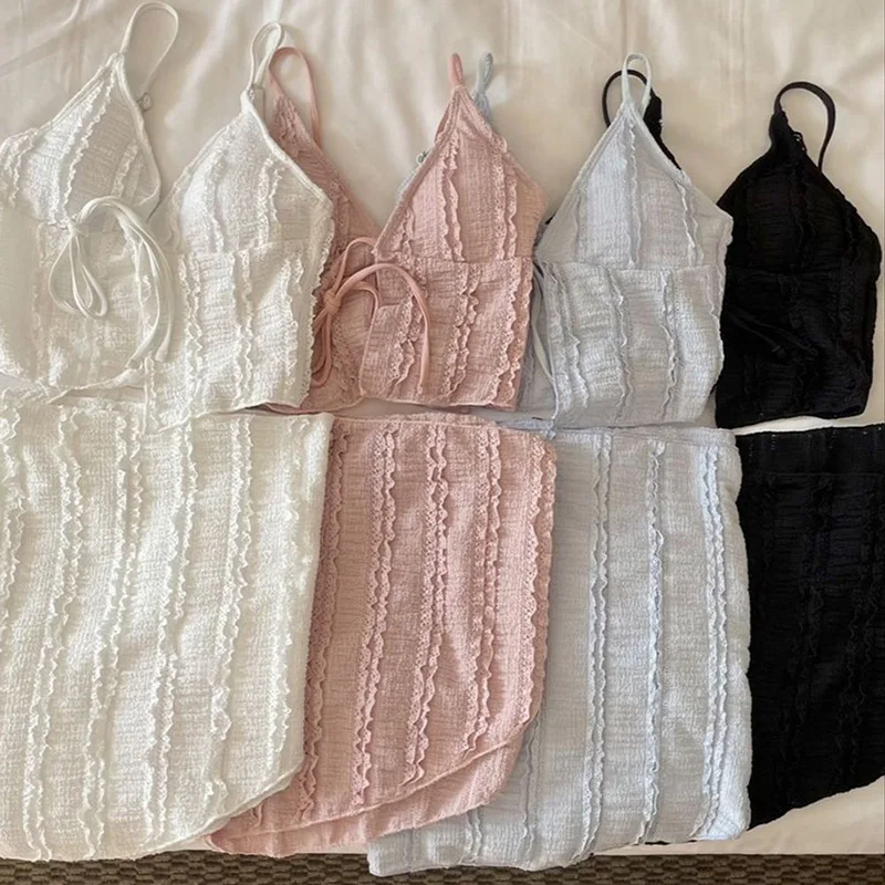 Sexy Retro 2025 Bikini Swimsuit Women's Three-piece Set Pure Desire Small Chest Thermal Therapy Swimwear Trendy Underwear