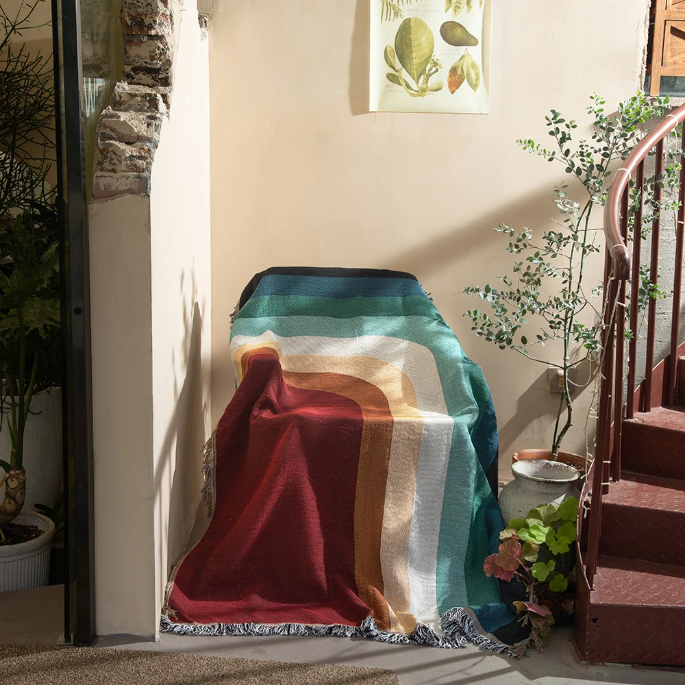RainbowBlanketsCarpetDecorationBlanketsWovenBlanketSingle