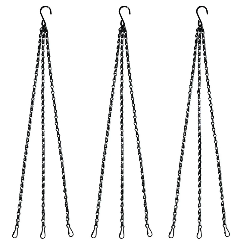 

10Pcs Black Flower Plant Pot Basket Holder Hanging Chain With S-Shape Hooks For Home Garden Tools