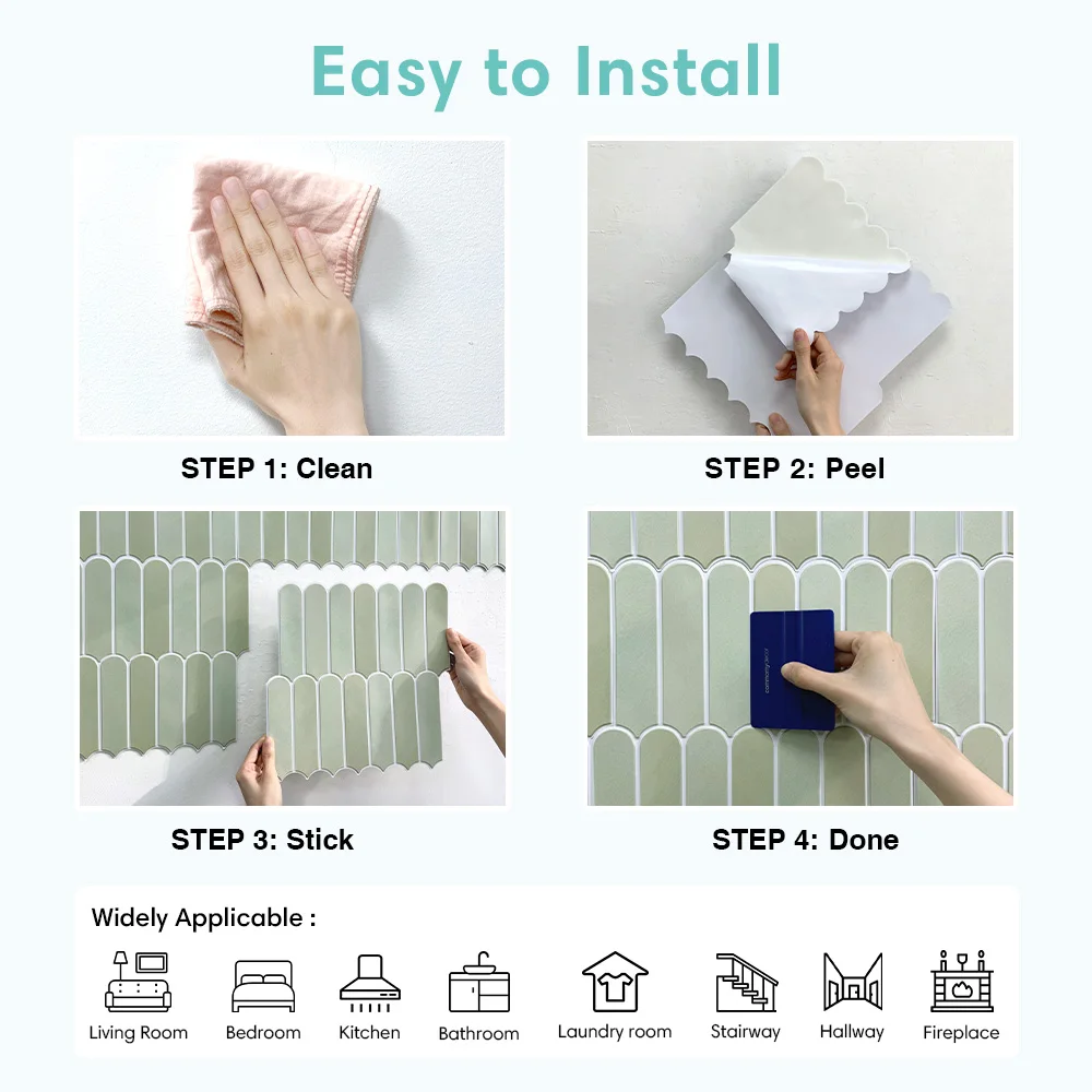 1/10pcs 3D Fish Scale Tile Sticker self-adhesive 3D Green Tile Backsplash for Kitchen Bathroom water mold resistant 30x30cm 3d tile sticker