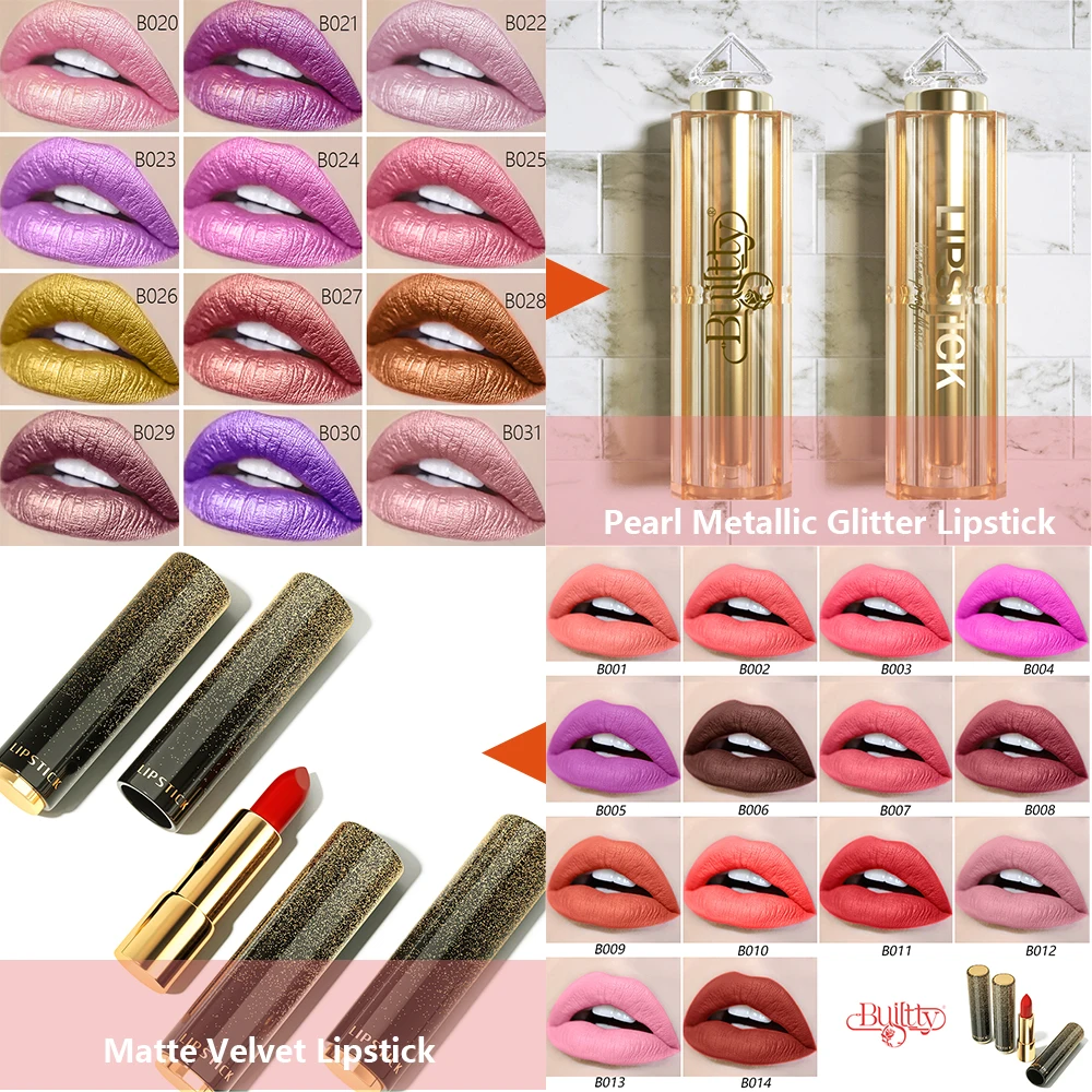 Dropshipping Rossetto Matte Velvet & Glitter Metallic Colors For Glossy Radiant & Full Matte High Pigmented Lipstick Cosmetic