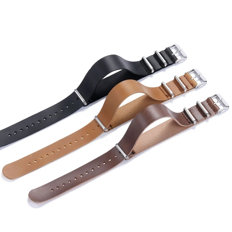 Dark Brown Vintage Leather Watch Band Strap Replacement Belt