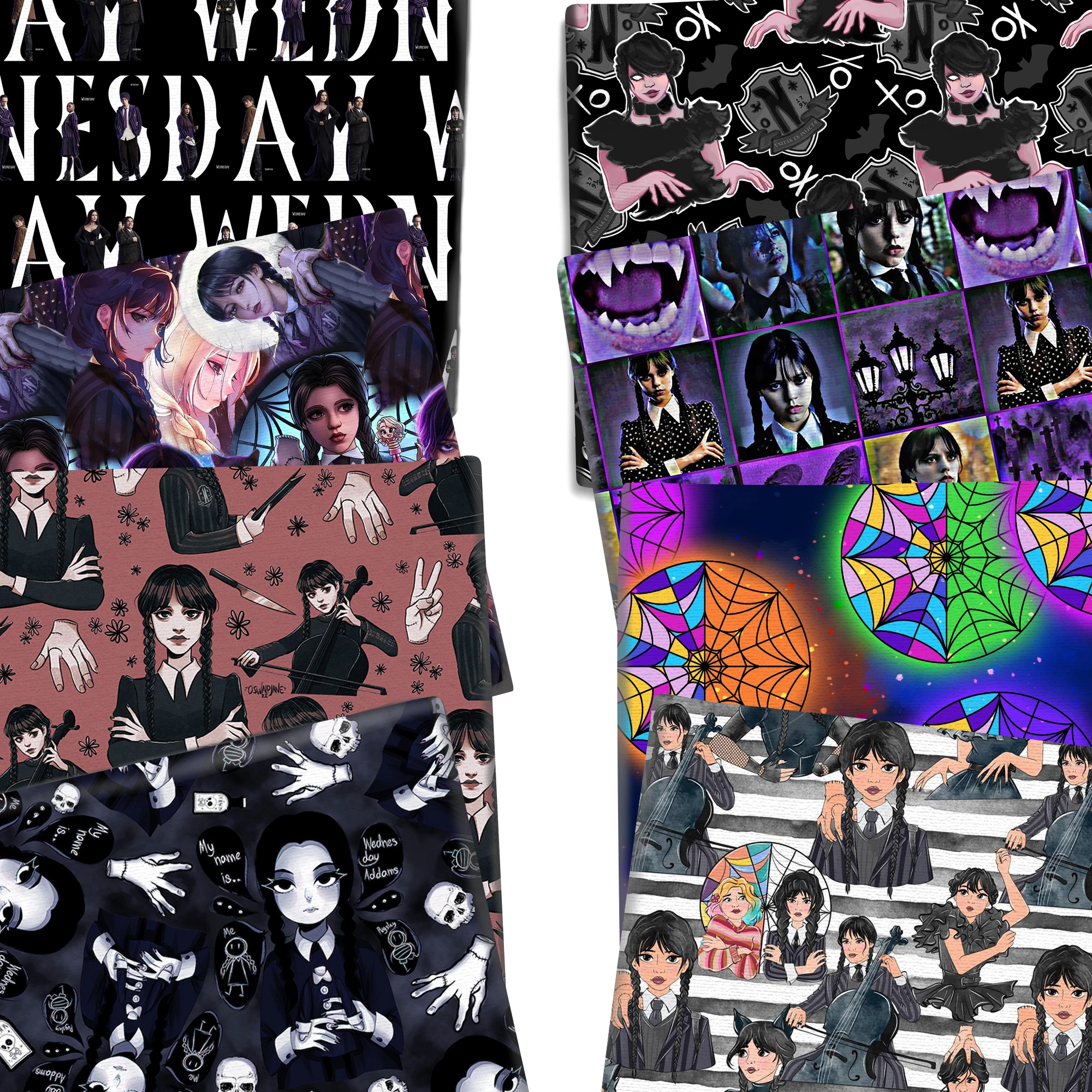 50*145cm Movie Wednesday Polyester Cotton/pure Cotton Fabric For Tissue