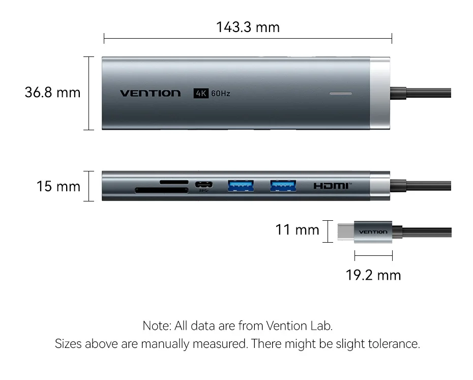 USB C HUB HDMI 4K@60Hz 7 in 1 USB 3.0 5Gbps SD&TF Adapter PD 100W HUB Splitter f