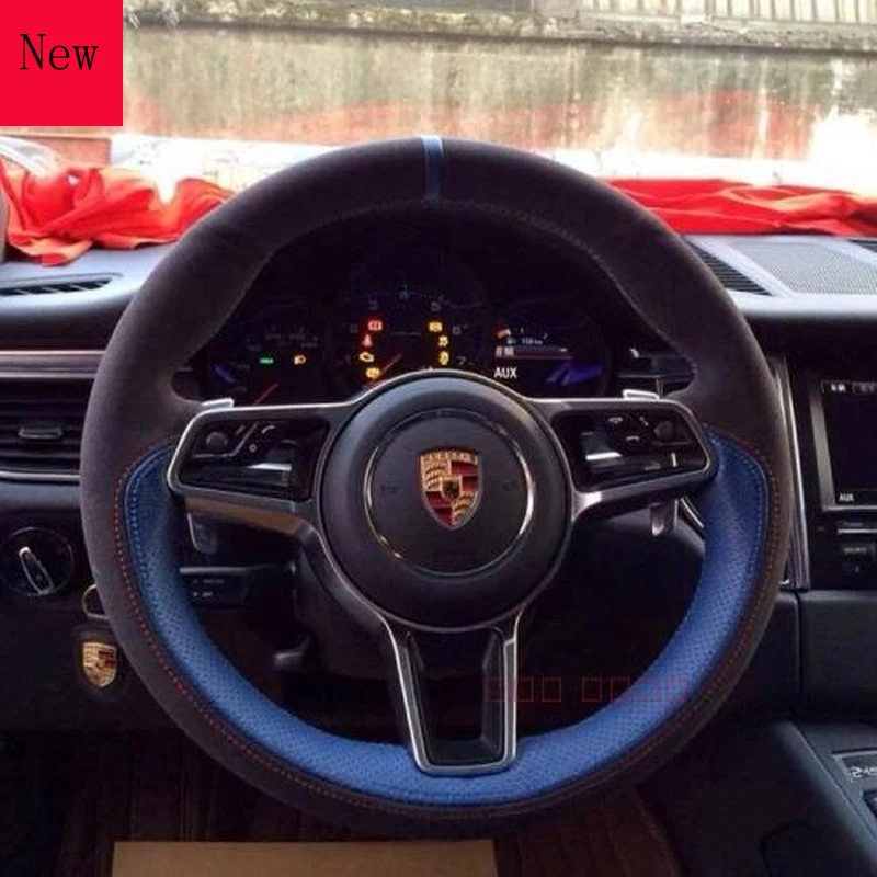Suede Leather Car steering wheel cover For Porsche Cayenne Panamera Macan 911