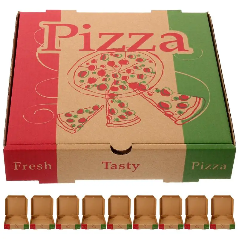 

10pcs Paper Pizza Box Empty Thicken Paper Pizza Case 8in Takeout Pizza Carrying Box Small Package Pizza Party Craft Gift Boxes