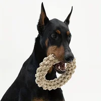 1pc Random Color Ring Woven Design Pet Chew Toy Dog Teeth Grinding Toy Dog Braided Knot Rope Chew Funny Toy 1