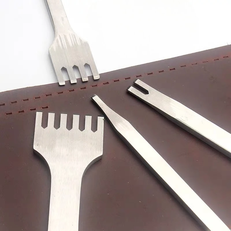 1/2/4/6 치아 스테인레스 스틸 가죽 스티칭 펀칭 및 쵸 3mm 치아 폭 벨트 지갑에 적합 DIY 가죽 만들기