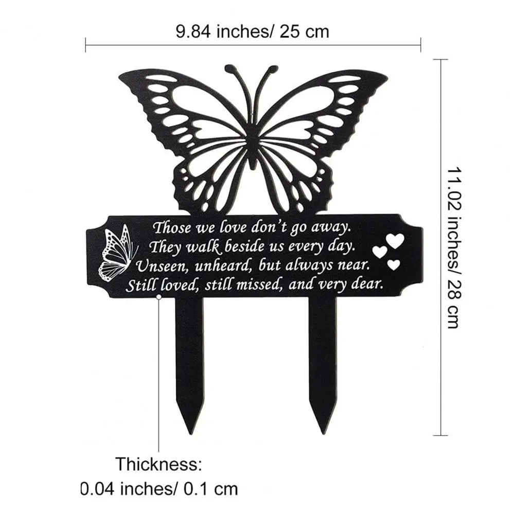 Ground Insert Wear-resistant Anti-rust Not Easily Broken Decorative Metal Butterfly Shape Cemetery Memorial Plaque Yard Supply