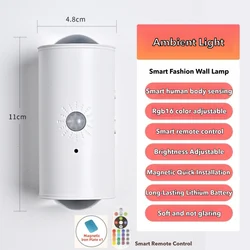 RGB Motion Sensor LED Ambient Night Light with Magnetic USB Rechargeable Double - Head Sunset Effect (RGB)