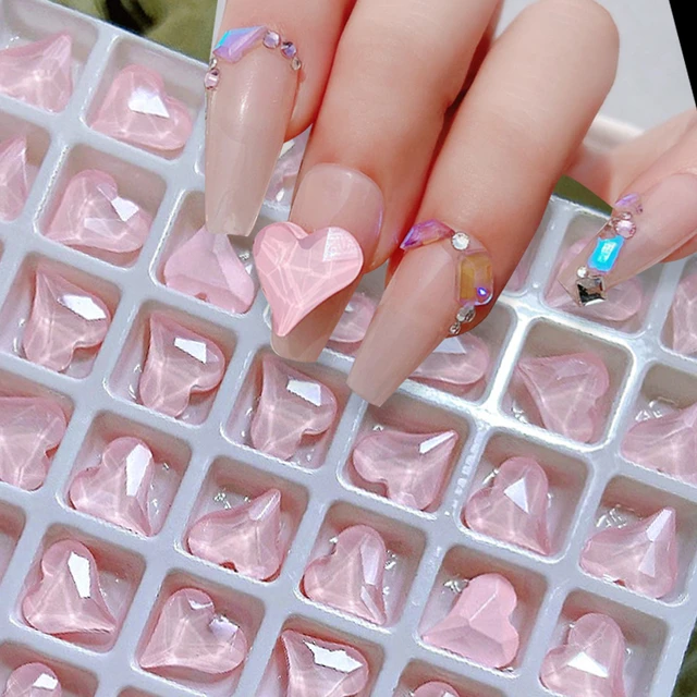 5Pcs/Bag Jelly Pink Nail Rhinestones Special-shaped Nail Charms Transparent  Color Heart Star Gems Manicure 3D Nail ArtDecoration - AliExpress