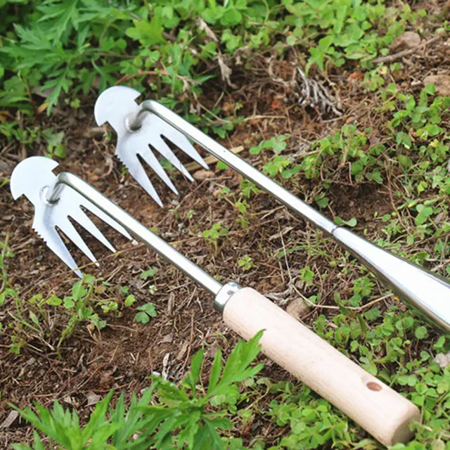 1Pcs Stainless Steel Weed Puller Sharp Tines Grass Rooting Weeding Tool for Yard Lawn and Farm Supply Home Yard Garden Tools
