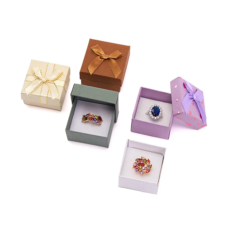 Mini Ring Box Bowknot Exquisite Gift Packaging Jewelry Organizer Earrings Pendant Storage Box Heaven and Earth Cover Case