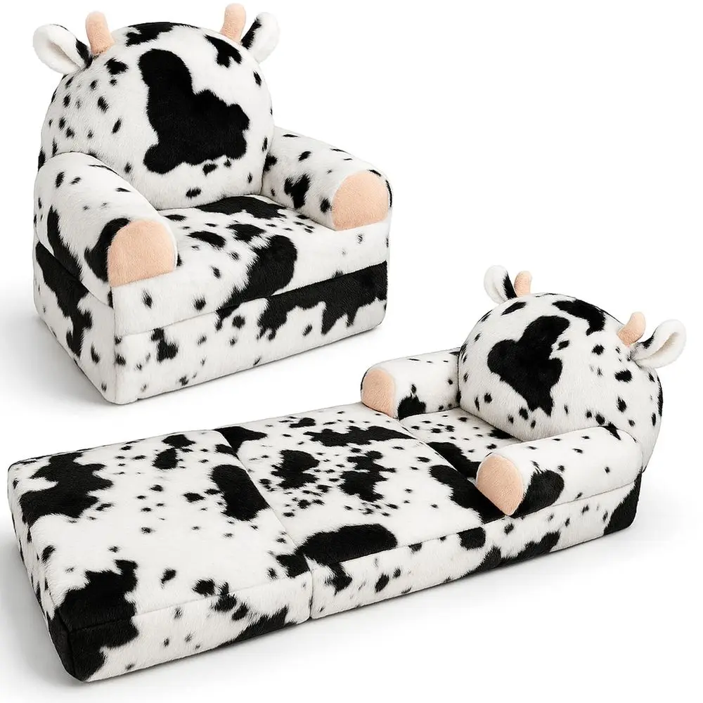 Silla infantil con piel de conejo sintetica Sof plegable 2 en 1 para nios, sof suave para lectura, recmara o sala de juegos, de