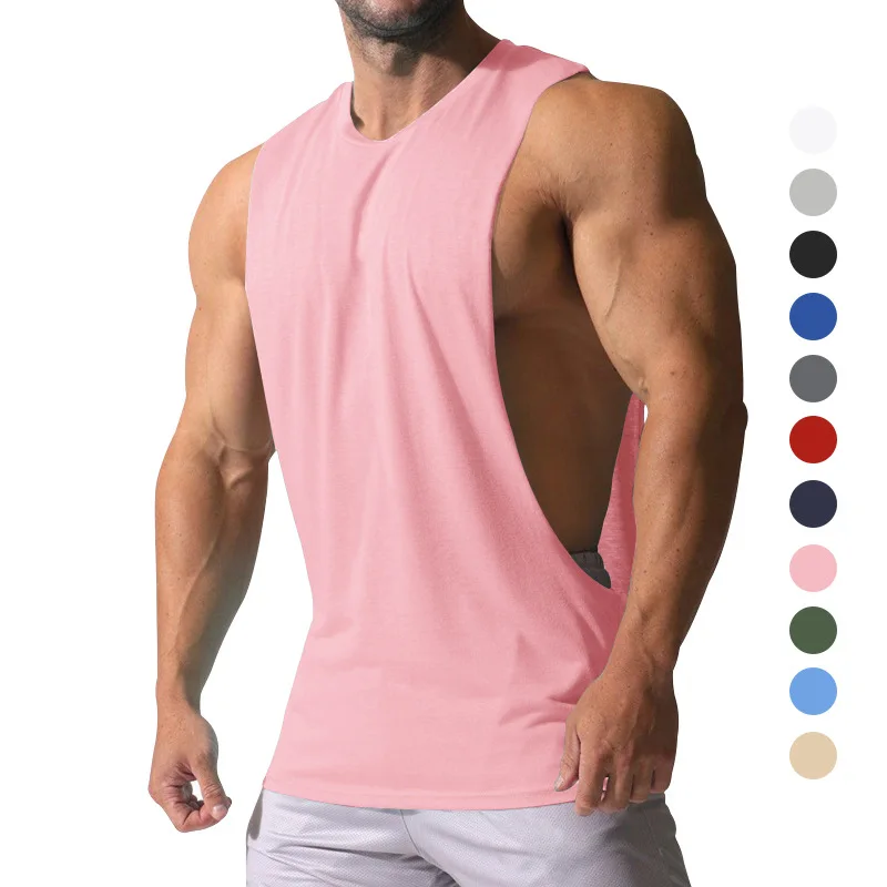Men Summer Sleeveless Vest Solid Color Tee