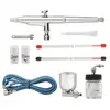 Portable Dual Action Airbrush Air Compressor Kit 0.2mm 0.3mm  0.5mm Needles & Nozzles Craft Cake Paint Art Spray Gun Set 6