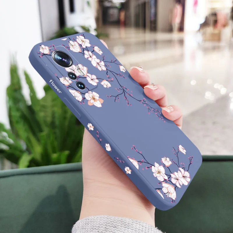 Elegant Plum Blossom Liquid Silicone Phone Case - Premium Protective Cover