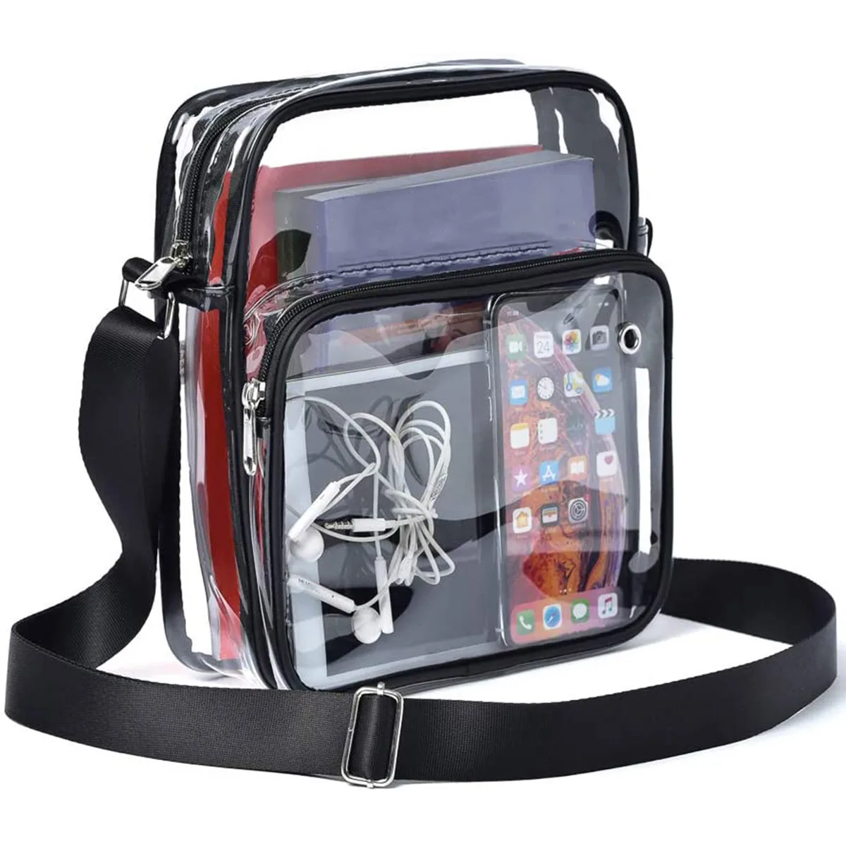 Clear Purses with Shoulder Strap Clear Messenger Bag Waterproof Clear Bag Hand-free Clear Crossbody Bag Transparent Crossbody