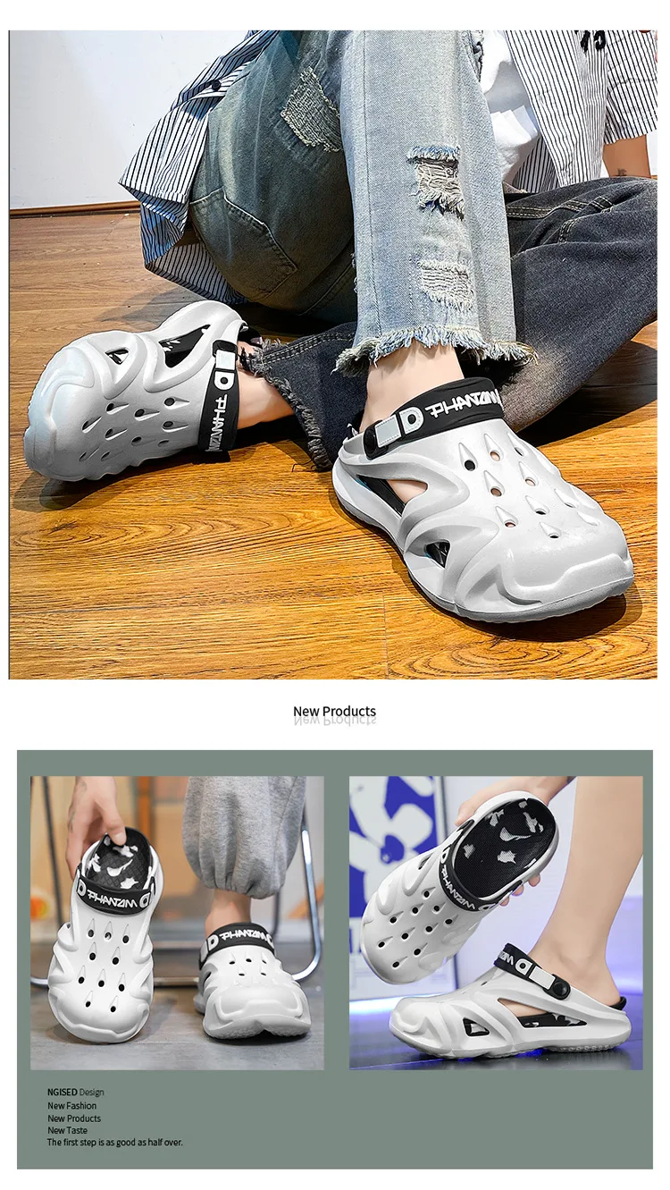 جديد 2025 قباقيب رجالية صنادل صيفية شباشب رياضية شخصية مانعة للانزلاق للشاطئ سميكة القاع نمط جديد أحذية رجالية