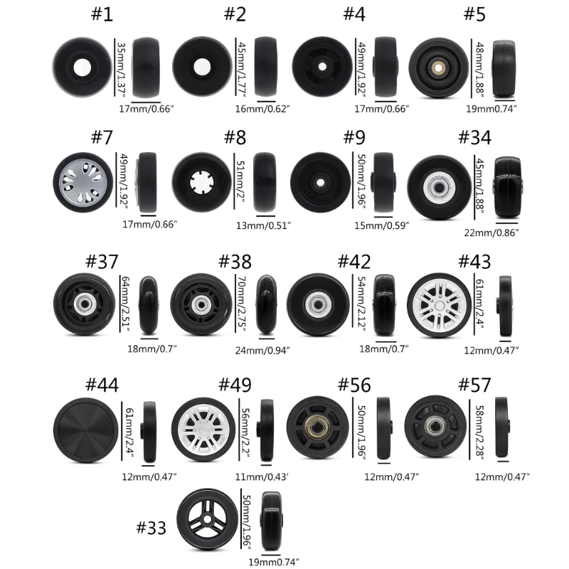 DIY utazási Koffer wheels Kicserélés Forgórész wheels javító kiegészítők Poggyász MUTE Kerék utazási Zsák alkatrészek  Poggyász Kerék